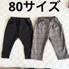 F .O .KIDS ブラック・チェック柄パンツ2枚セット　80サイズ