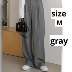 GRL グレイル　センタープレスタックワイドパンツ　ワイドパンツ　M グレー