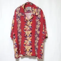 Rodeo Crowns ロデオクラウンズ　アロハシャツ　花柄　赤　フリーサイズのサムネイル