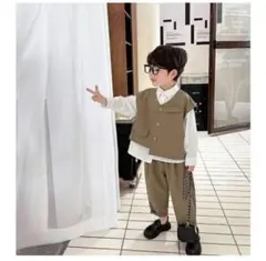 3点セット キッズ　男の子　スーツ　セットアップ　フォーマル　韓国　100サイズ