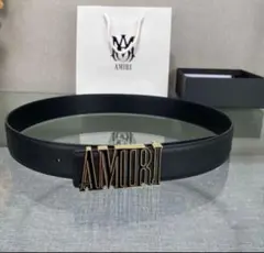AMIRI アミリ　ブラック ロゴベルト ダメージジーンズ