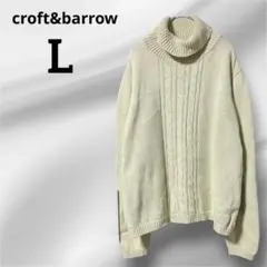 【春カラー】croft&barrow ケーブル編み タートルネックニット L 緑