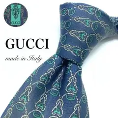 【美品】GUCCI ネクタイ 小紋 青 希少 高級品 ハイブランド お洒落