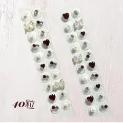 耳つぼジュエリー 40粒 ハート リボン シンプル シルバー 韓国