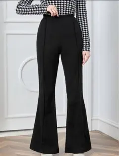 未使用SHIEN Easy wearリブ編みハイウエストフレアパンツ ストレッチ