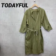 TODAYFUL ロングジャケット ガウン ノーカラー ミリタリー 38 カーキのサムネイル