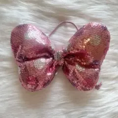ディズニー ミニー スパンコール リボン ヘアアクセサリー ゴム 廃盤