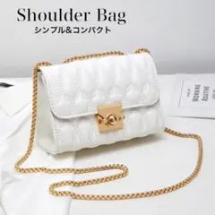 レディース 2way ショルダーバッグ チェーンバッグ キルティング ／白M