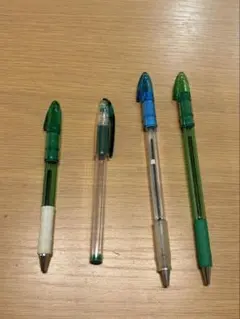 当時物】昭和レトロ パイロット キャップ式 ボールペン 緑 6本セット