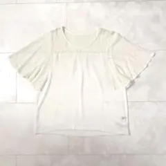 ナノユニバース 半袖ブラウス レース ホワイト 白 F