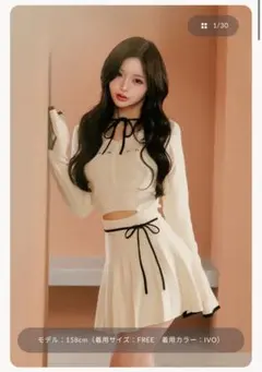 darich ダーリッチ ウエストオープンリボンデザインニットミニワンピース