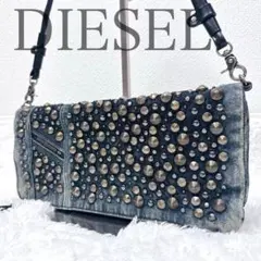 DIESEL 美品 ディーゼル スタッズデニム ワンショルダートートバッグ 