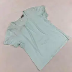 セオリア　Tシャツ ライトブルー 半袖 ギャ ザー コットンL
