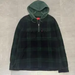 限定 supreme ハーフジップ パーカー L y2k テック チェック 緑のサムネイル