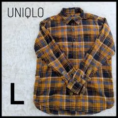 UNIQLO メンズ フランネルシャツ L 綿100% 格子柄 チェック柄