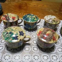 尾形光琳銘々皿5枚蓋付きカップ5客セット四季色々な風景を感じさせる逸品です。