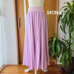 MONILE ロングフレアスカート ピンク ウエストゴム アンレクレのサムネイル
