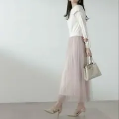 新品　❤︎ プロポーションボディドレッシン　ニット　チュール　ドッキングワンピース