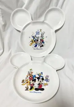 【Disney】25th&Classicミッキー型メラミンプレート　2枚セット