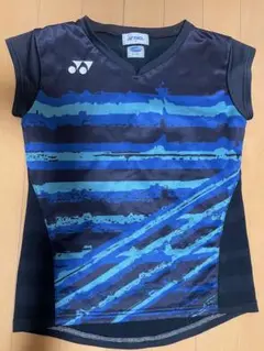 YONEX 半袖シャツ 青/黒 ストライプ