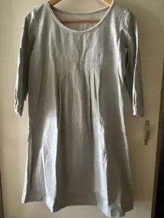 ハンドメイド　コットンワンピース　グレー