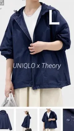 UNIQLO x Theory フードブルゾン Lウィンドブレーカー ネイビーのサムネイル