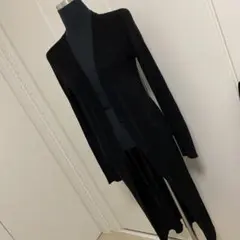 MURUA☆リブラメニット＊ブラック ロングカーディガン