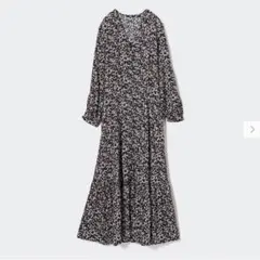 ユニクロ　プリント　Vネックワンピース　M