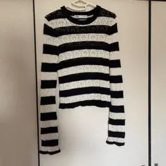 ZARA 黒と白のストライプニット L