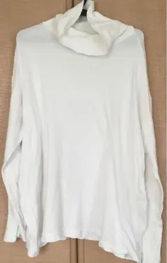 タートルハイネックホワイト 100%￼ソフトタッチ￼コットン長袖Tシャツ￼