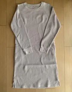 UNIQLO キッズ ワッフル生地 長袖ワンピース 150cm