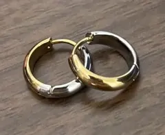 サージカルステンレス　バイカラーフープピアス