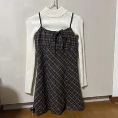 WEGO チェック柄キャミワンピースとタートルネック