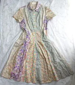 SCAPA 花柄 パッチワーク風 ひざ丈ワンピース 半袖 40 SCAPA 花柄 パッチワーク風 ひざ丈ワンピース 半袖 40 - メルカリ