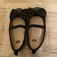 H&M 黒 リボン付き　バレエシューズ　フォーマルシューズ　結婚式　15センチ