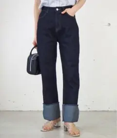 【2サイズ展開】ロールアップデニムパンツ ストレートデニム Mティップトップ