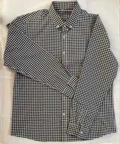 メンズ 長袖シャツ 2枚セット Lサイズ ボタンダウン チェック 白 黒 グレー