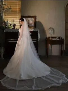 【お試し】ホワイトレース付きロングベール　3点セット