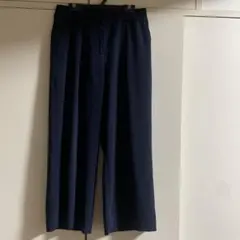PLST ネイビー クロップドワイドパンツ　S