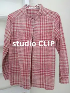 studio CLIP　チェックシャツ（赤✕ベージュ）レディース　フリーサイズ