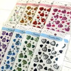 セリア　デコレーションシール　ハート　寒色　暖色　8点