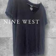 ナインウエスト【極上の肌触り】VネックTシャツM黒レーヨン混エコテックス無地半袖のサムネイル