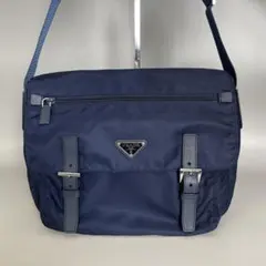 Prada 極美品 ネイビー ナイロン メッセンジャー ショルダーバッグ プラダ