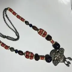 ヴィンテージネックレス ペンダント 民族調 古美術 七宝焼ビーズ　チベット