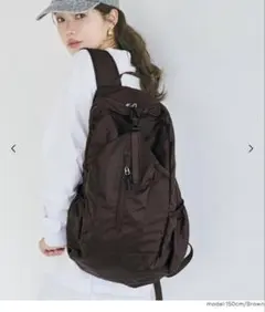 【新品】coca ポケッタブル縦ファスナーバックパック　ブラウン