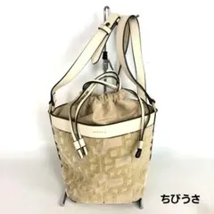MARELLA マレーラ 巾着ショルダーバッグ ベージュ スエード調 型押しのサムネイル