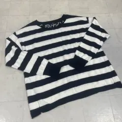 AZUL by moussy 黒白ストライプ長袖セーター M