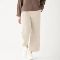 無印良品 ホワイト コーデュロイ ワイドパンツ M