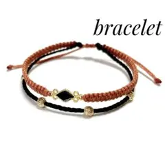 ブレスレット　ハンドメイド　アクセサリー　ミサンガ　レディース　テラコッタ