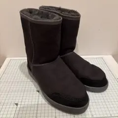 黒とダークグレー のムートンブーツ 24.5㎝　羊毛　シープスキン　防寒靴